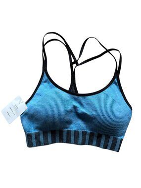 NWT C9 Champion Duo Dry Seamless Sports Bra Blue/Black M
